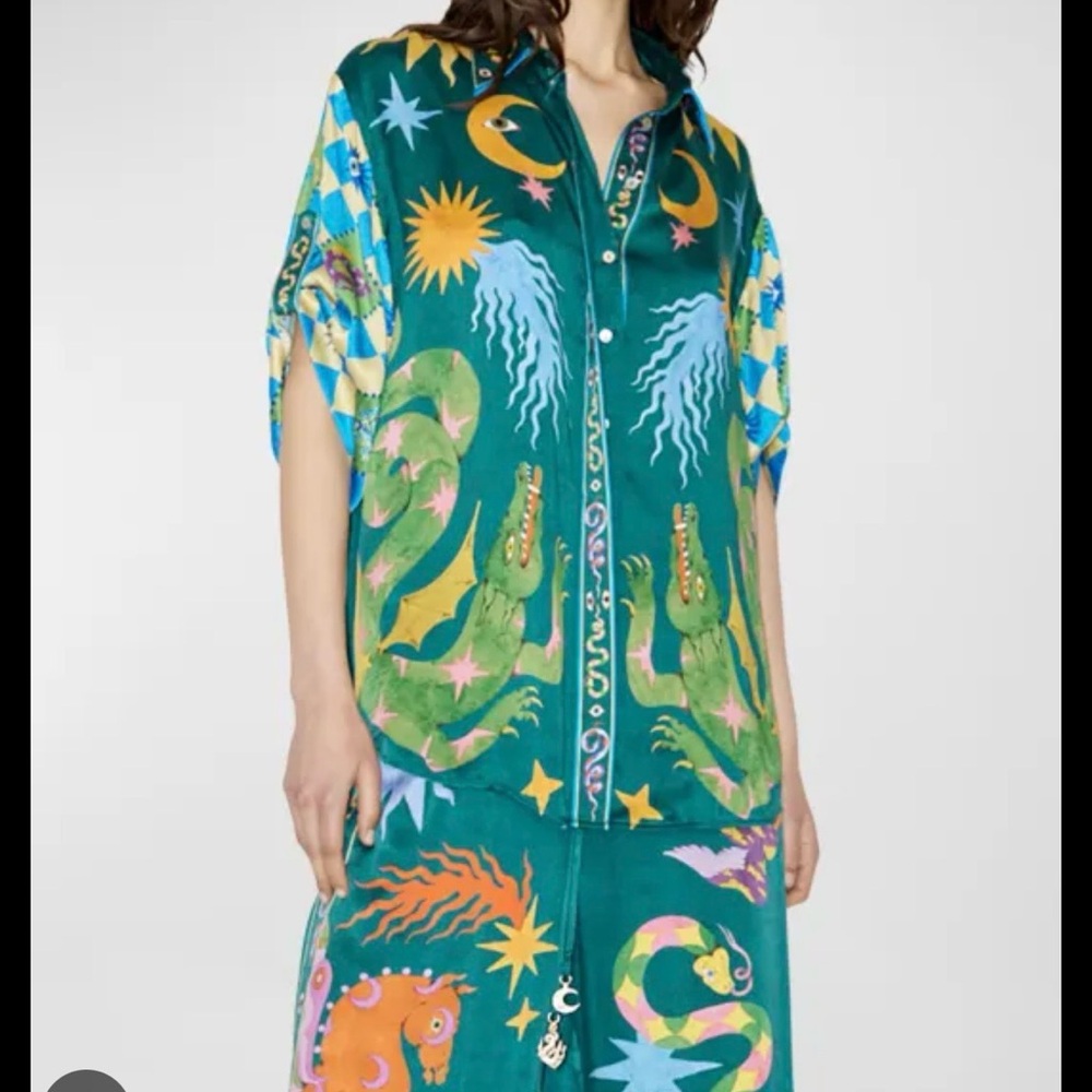 Alemais Guardian Silk Shirt & Pants Set – Green | Size AU 8 - US 4 - Picture 8 of 8